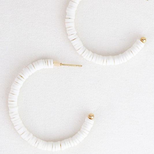 Rubber Bead Hoop Earrings (Multiple Colors)