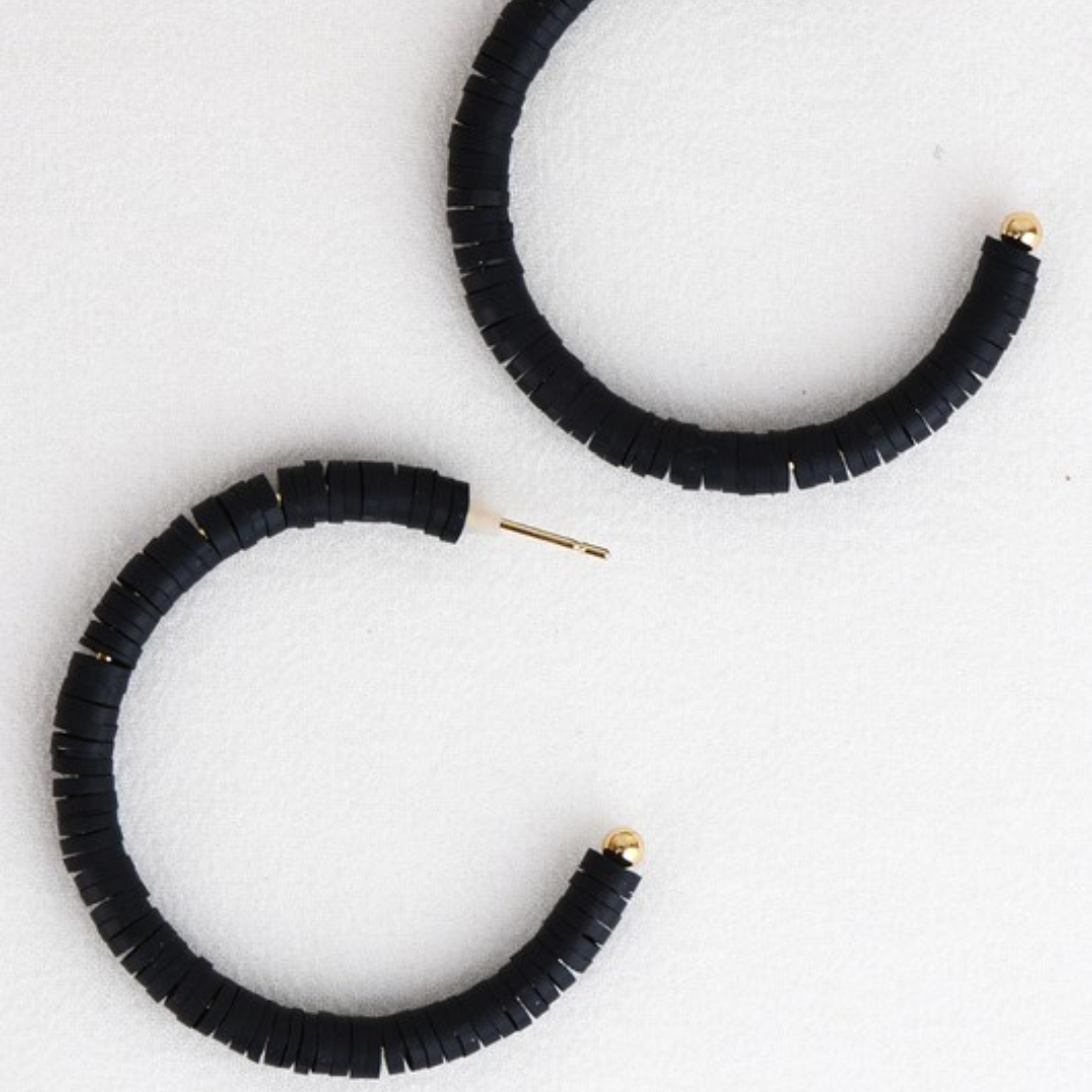 Rubber Bead Hoop Earrings (Multiple Colors)