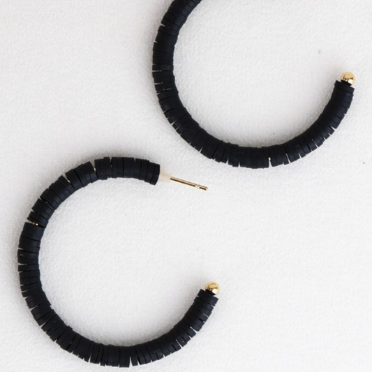 Rubber Bead Hoop Earrings (Multiple Colors)
