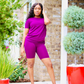 Cotton Crew Neck Biker Short Set (Multiple Colors)