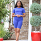 Cotton Crew Neck Biker Short Set (Multiple Colors)