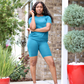 Cotton Crew Neck Biker Short Set (Multiple Colors)