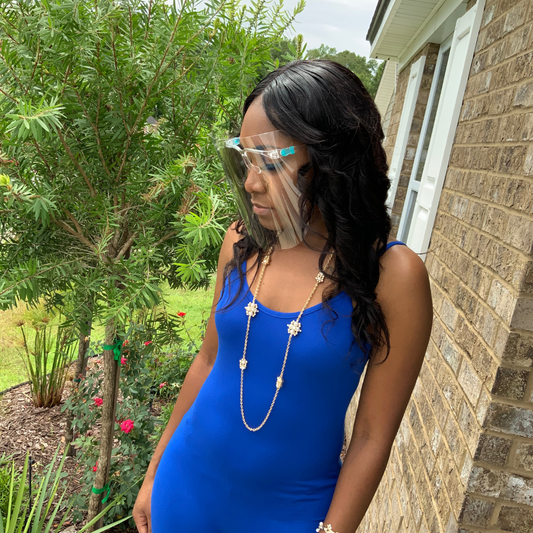 Face Shield Visor attached to glasses lightweight, comfortable, and easy to wear reusable after disinfection  suitable for work, school, exercise, etc.  protects face from various droplets Plastic (comes with plastic film wrapped on both sides of visor) FINAL SALE ONLY