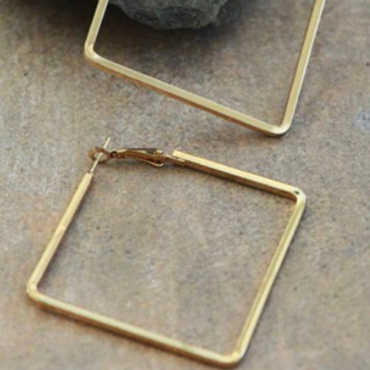 Gold Square Hoop Earrings