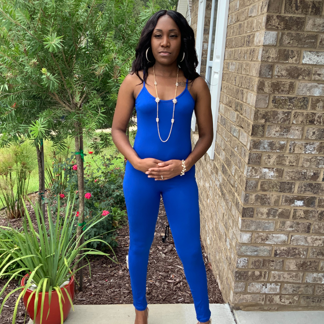 Comfortable and Soft Stretches Bodycon Jumpsuit Open Back  92% Polyester - 8% Span