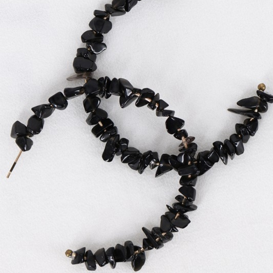 Boho Black Stone Beaded Earrings